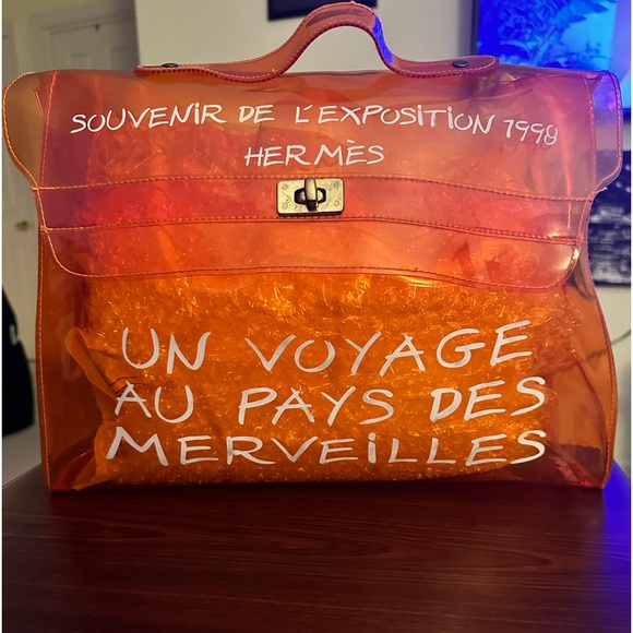 EUC: HERMÈS VINYL SOUVENIR DE L’EXPOSITION KELLY VINTAGE BAG - Picture 9 of 9